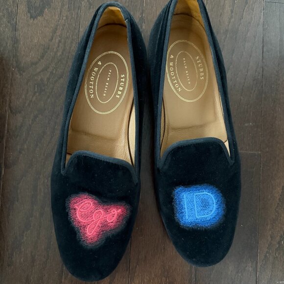 Stubbs & Wootton Black Loafers with Blue and Red Accents - Picture 4 of 5